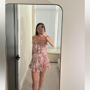 Misa Los Angeles Pink Floral Mini Dress